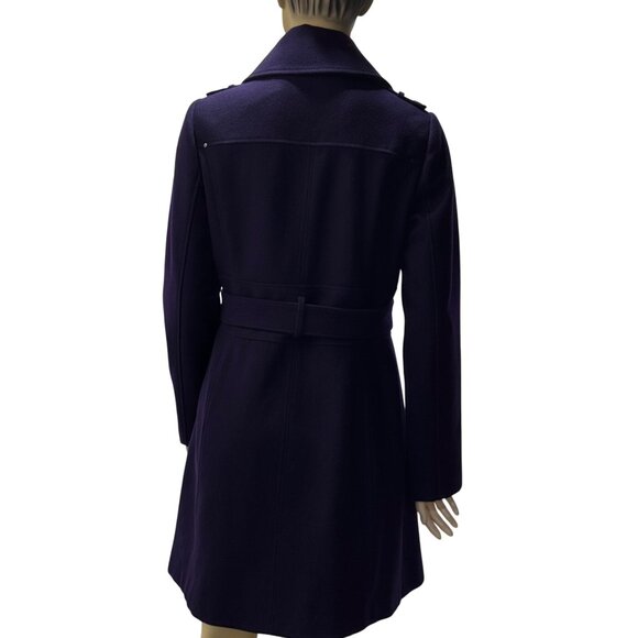Kenneth Cole Women's Wool Blend Purple Belted OverCoat Size 10 - Picture 9 of 16